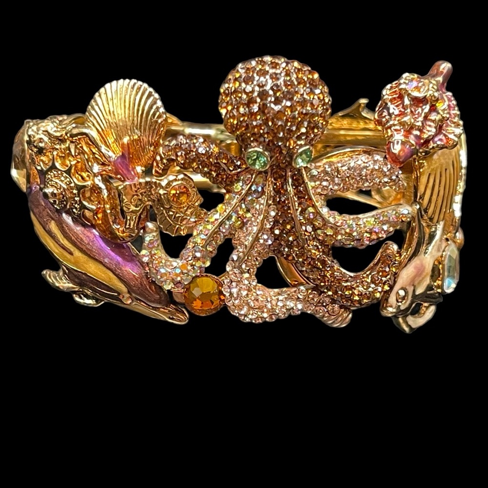 Marked Kirks Folly Vintage Octopus Dance Fantasy VTG Hinged Bracelet